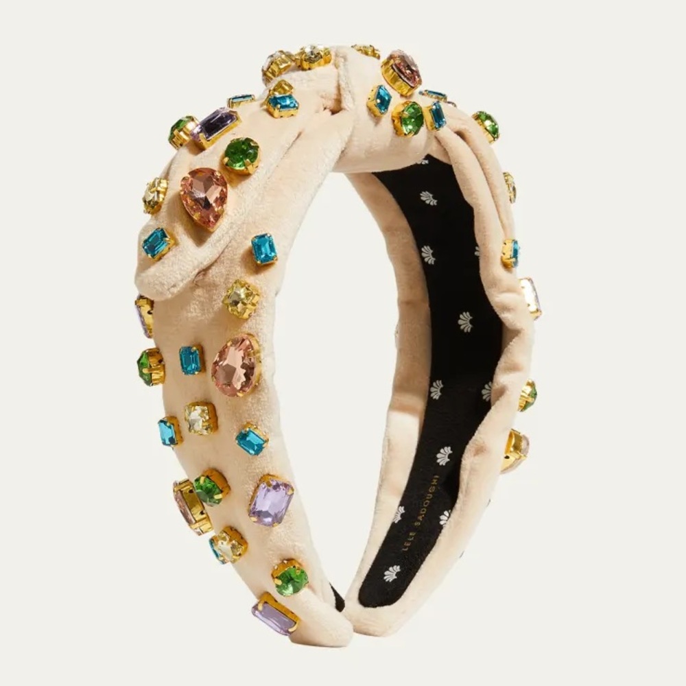 NEW Lele Sadoughi Veronica Pastel Latte Mixed Crystal Headband